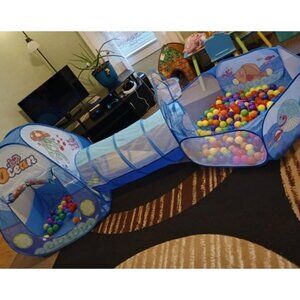 3 in 1 Kids Play Tent with Tunnel, Ball Pit, Basketball Hoop for Boys  Girls